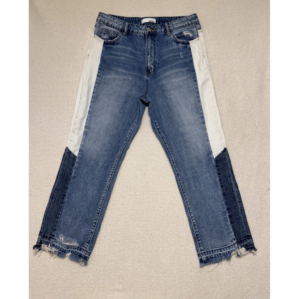 Vervet Women Jeans 30 Straight Blue/white 100% Cotton Colorblock Regular Denim